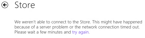 a Windows Store nem tud csatlakozni