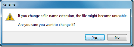 Windows 7 File Extension Renaming Warning