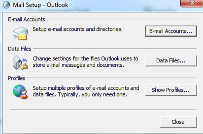 törölje az Outlook profilját