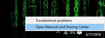 open network sharing center