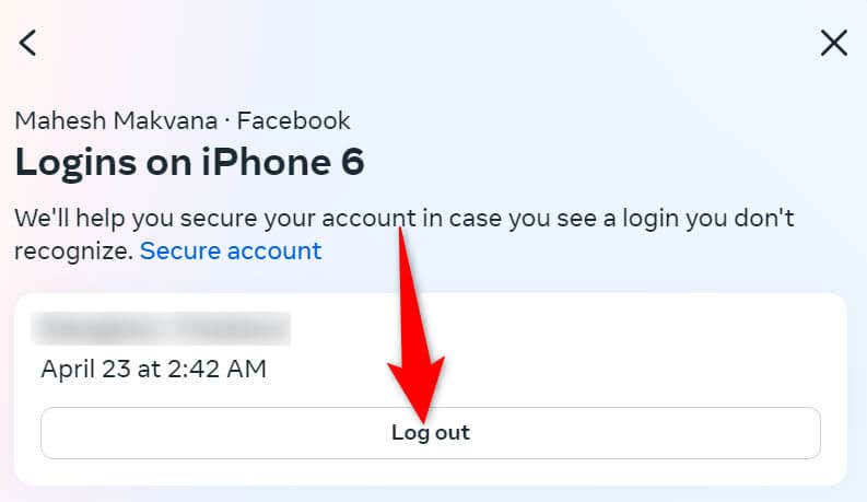 Használja a Facebook asztali webhelyét, hogy kijelentkezzen fiókjából a telefon képén