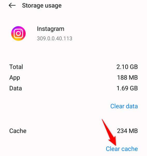 Törölje az Instagram alkalmazás-gyorsítótárát Android-képen