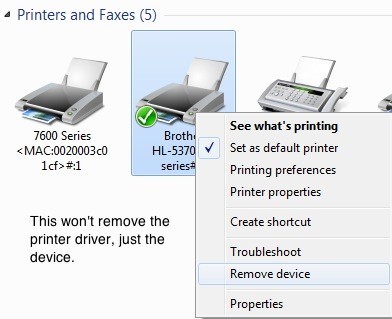 távolítsa el a nyomtató meghajtót