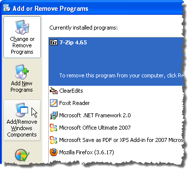 A Windows-összetevők hozzáadása és eltávolítása a Windows XP rendszerben