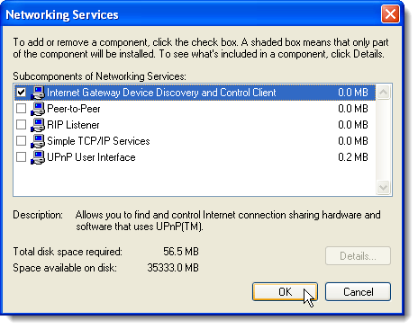 Részletek a Windows XP hálózati szolgáltatásaihoz