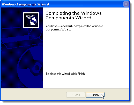A Windows-összetevők varázsló befejezése