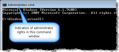 Command prompt with administrator rights