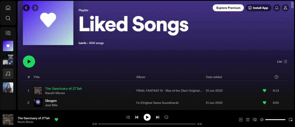 Spotify lejátszási lista keverése a webképen 2