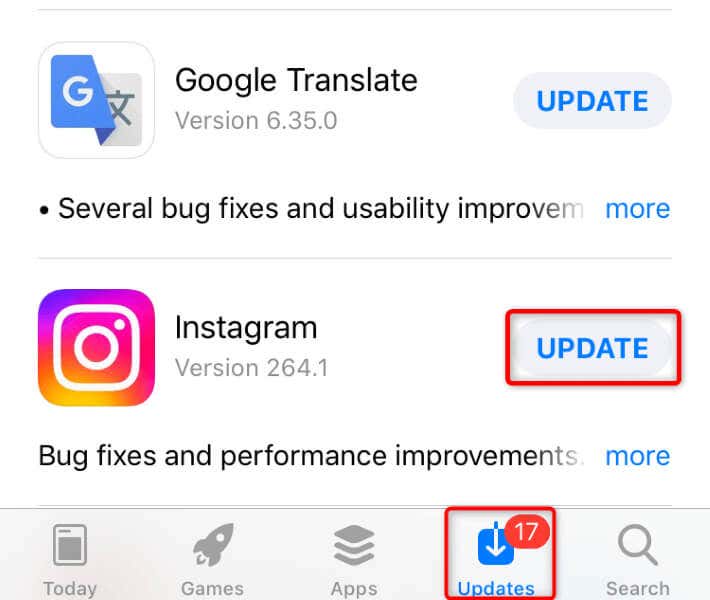 Frissítse az Instagram alkalmazást Android vagy Apple iPhone (iOS) képén 2