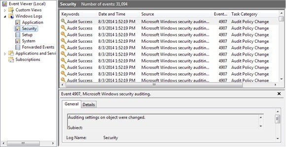 event viewer security